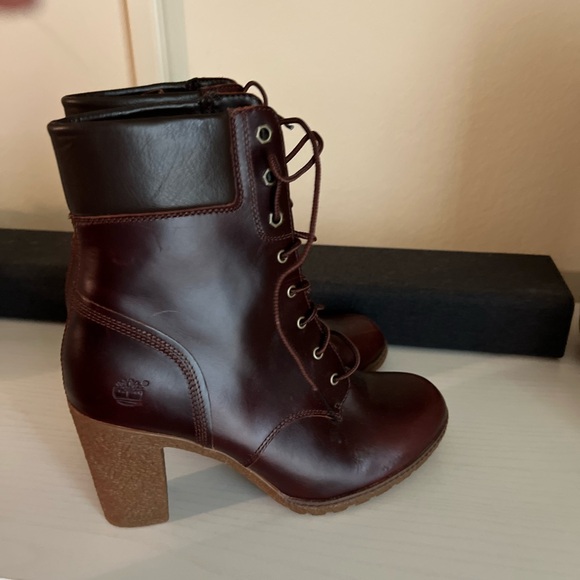 Timberland Women's Dark Red Heeled Boots - Picture 1 of 5